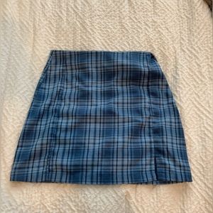 Brandy Melville blue plaid mini Cara skirt